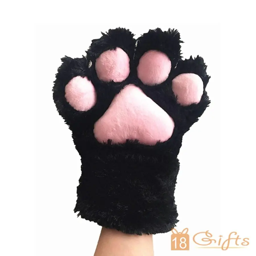 黑萌猫肉球手套