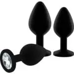 Rianne S Booty Plug Set 3X Black 紫鑽後庭塞套裝