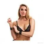 【特價】Secret Kisses Metallic Black Mesh Cuffs 純黑鐵網手鏈款式手銬 - Image 2