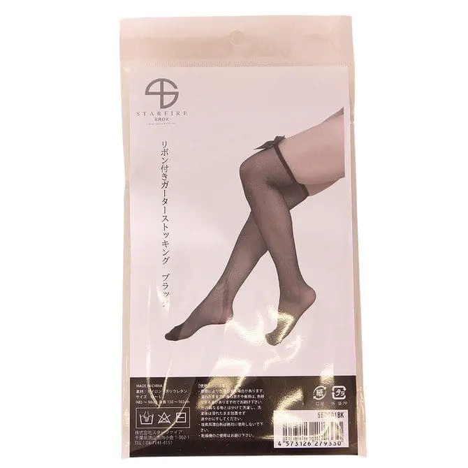 黑色鍛帶過膝絲襪