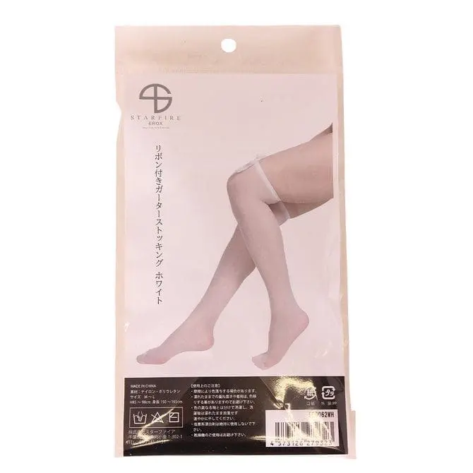 白色鍛帶過膝絲襪