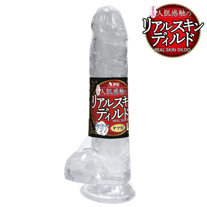 人肌觸感透明仿真陽具 帶睾丸款 L